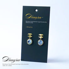 Load image into Gallery viewer, Dangle goldtone earrings faux swarovski handmade 280530