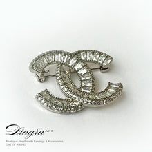 Load image into Gallery viewer, CC brooch encrusted with swarovski Diagra art 230128