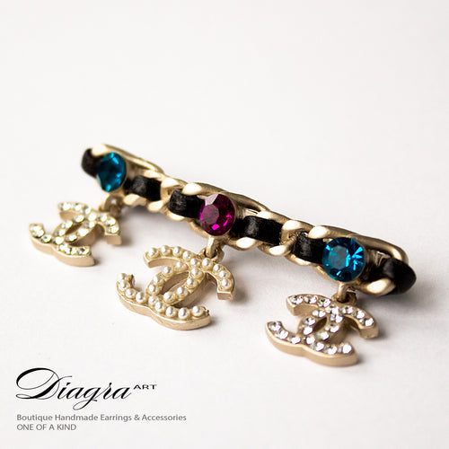 Chanel Brooch silvertone handmade 13122