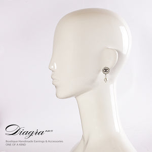 Handmade earrings faux pearl and white opal 61929