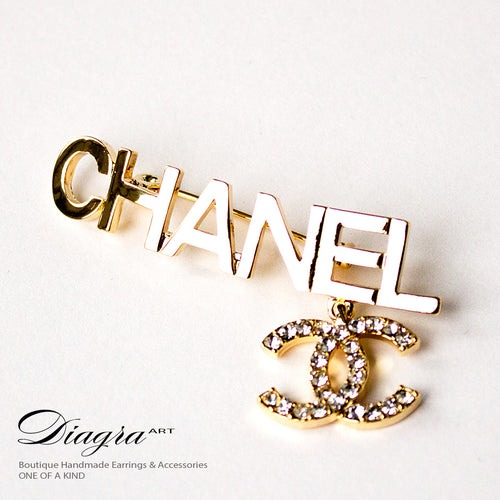 Chanel Brooch faux crystal goldtone handmade 13124