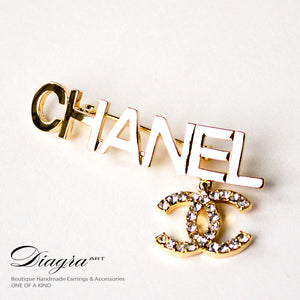 Chanel Brooch faux crystal goldtone handmade 13124