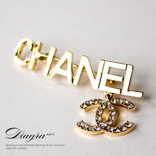 Load image into Gallery viewer, Chanel Brooch faux crystal goldtone handmade 13124 1