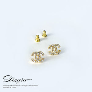 Chanel cc Earrings gold tone encrusted with swarovski Diagra Art 230203