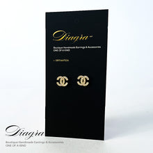 Load image into Gallery viewer, chanel Earrings gold tone encrusted with swarovski Diagra Art 23020343