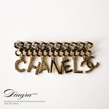 Load image into Gallery viewer, Chanel Brooch faux crystal goldtone handmade 13126