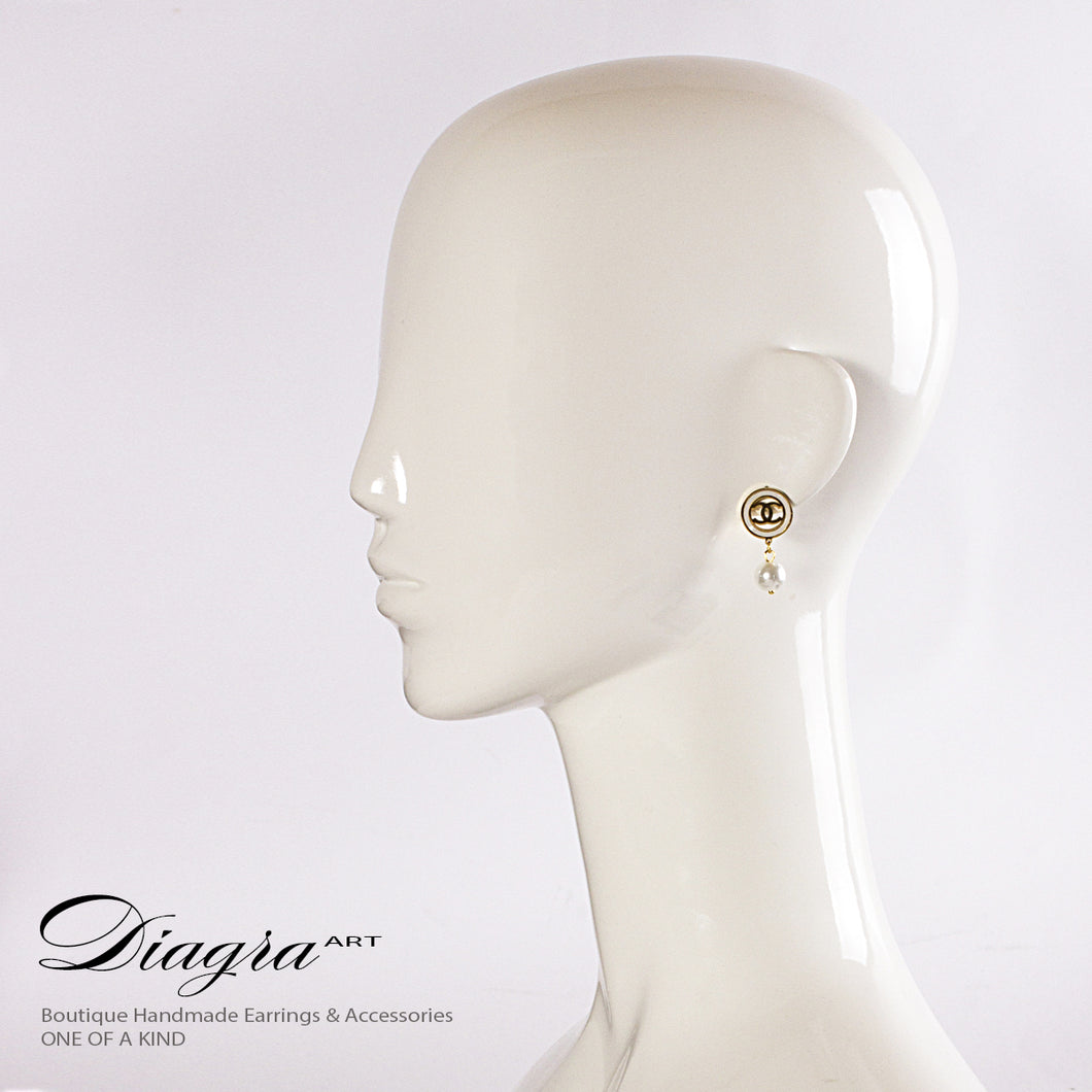 Handmade earrings faux pearl 61927