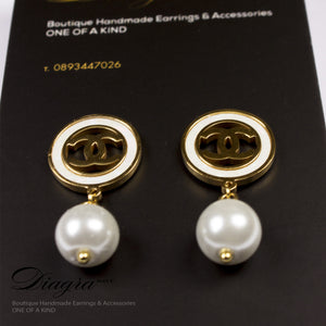 Handmade earrings faux pearl 61927