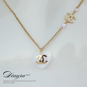 Chanel necklace CC gold tone handmade daigra art 130902 2