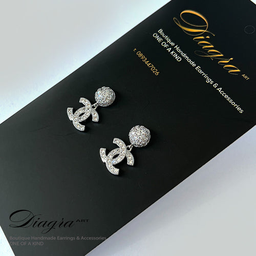CC Dangle cc earrings silver tone handmade 2402231