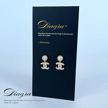 Load image into Gallery viewer, Chanel CC earrings gold tone handmade 2402232