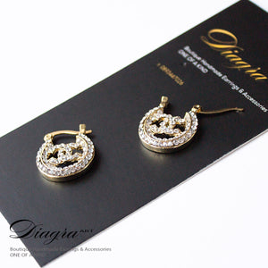 Chanel earrings goldtone faux swarovski handmade designer inspired 161224 2
