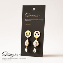 Load image into Gallery viewer, Chanel Pearl Dangle Earrings goldtone one of a kind 161248
