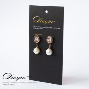 Dangle pearl earrings faux crystal rose gold 1005228