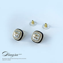 Load image into Gallery viewer, Chanel earrings encrusted with Swarovski Diagra Art 2402233