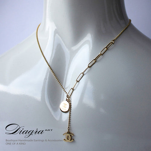 Necklace goldtone handmade daigra art 1005225