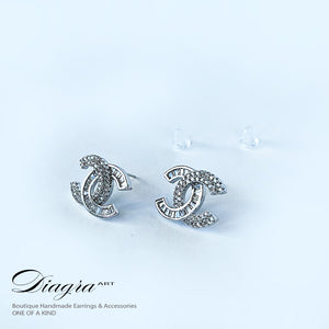 Chanel earrings silver tone encrusted with Swarovski Diagra Art 2402235