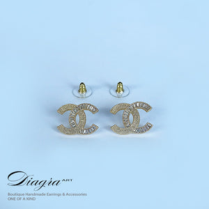 CC earrings encrusted with Swarovski Diagra Art 2402241