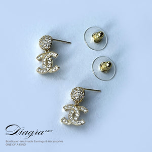CC earrings gold tone handmade 2402232