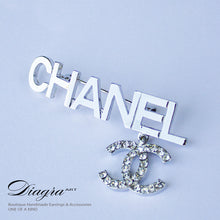 Load image into Gallery viewer, Chanel Brooch faux crystal silver tone handmade 1109223