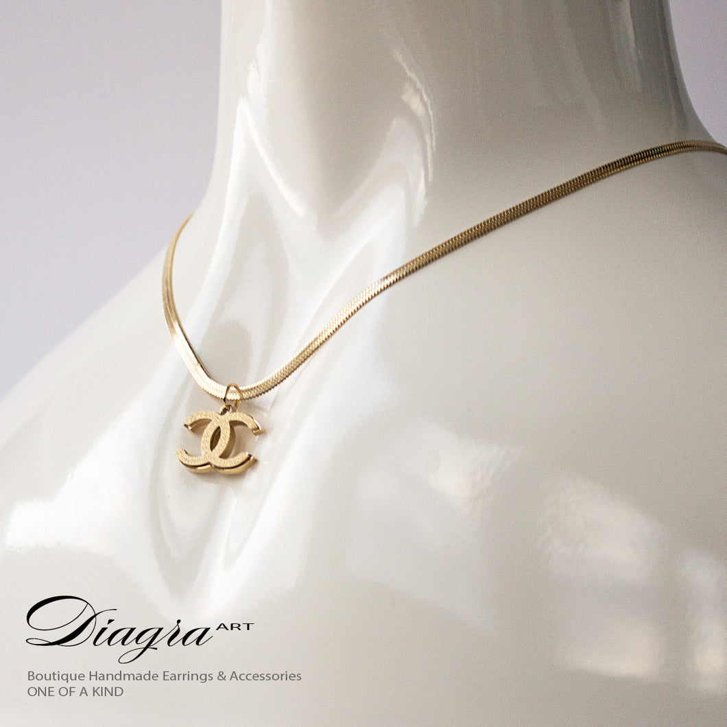 Chanel Necklace goldtone handmade designer inspired 221224