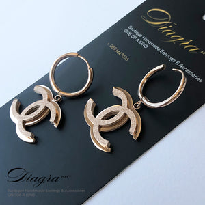Chanel earrings Dangle rose gold tone  handmade 2907223 2