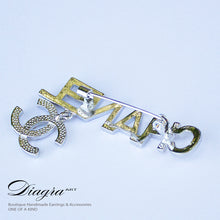 Load image into Gallery viewer, Chanel Brooch faux crystal silver tone handmade 11092232