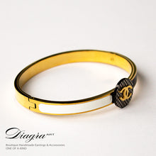 Load image into Gallery viewer, CC bracelet goldtone handmade designer inspired 13113 2