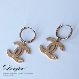 Chanel earrings Dangle rose gold tone  handmade 2907223 4