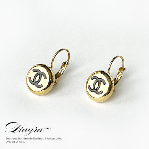 Chanel earrings gold tone handmade 0303233