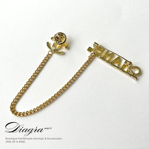 Chanel gold tone chain brooch 25673 back