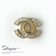 Load image into Gallery viewer, CC brooch silver encrusted with swarovski Diagra art 230123