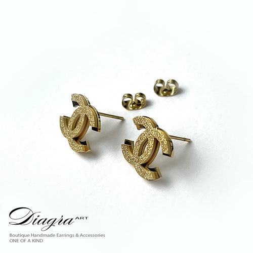 Handmade cc earrings gold tone Diagra Art 24012309