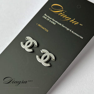 Handmade cc earrings silver tone Diagra Art 24012309