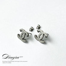 Load image into Gallery viewer, Handmade cc earrings silver tone Diagra Art 24012309