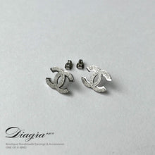 Load image into Gallery viewer, Handmade cc earrings silver tone Diagra Art 24012309