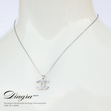 Load image into Gallery viewer, Chanel necklace CC silver tone handmade daigra art 130904