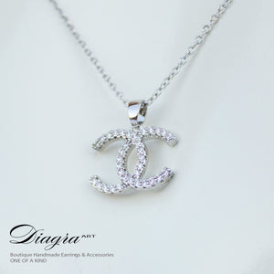 Chanel necklace CC silver tone handmade daigra art 130904 1