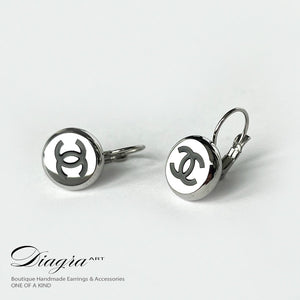 cc earrings silver tone handmade 0303234