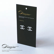 Load image into Gallery viewer, Chanel earrings silvertone Handmade Diagra Art 2907225 2