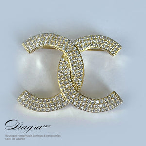 CC brooch encrusted with swarovski Diagra art 1902234