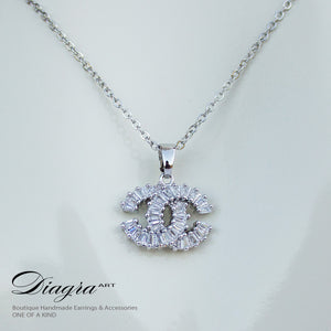 Chanel Handmade swarovsci necklace CC silver tone daigra art 130905 1