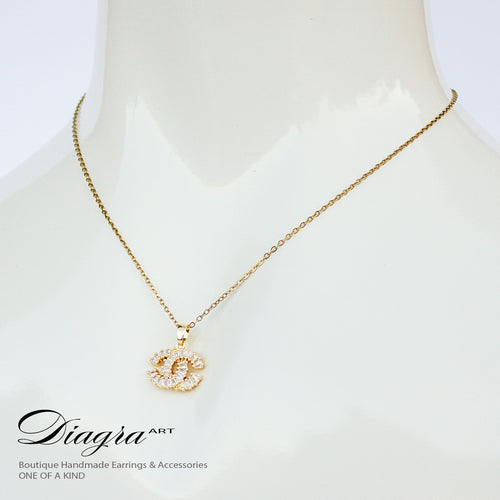 Chanel Handmade necklace gold tone daigra art 130906