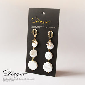 Chanel earrings goldtone faux pearl handmade designer inspired 161206