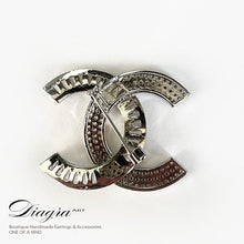 Load image into Gallery viewer, CC  brooch encrusted with swarovski Diagra art 1902239