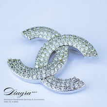 Load image into Gallery viewer, Chanel brooch with swarovski silver tone Diagra art 1109226