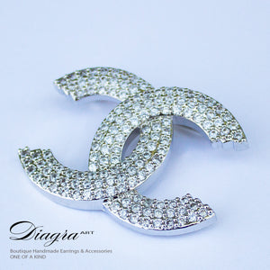 Chanel brooch with swarovski silver tone Diagra art 1109226