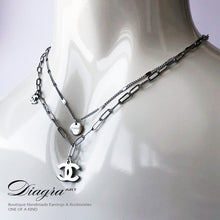 Load image into Gallery viewer, Chanel Necklace silvertone handmade daigra art 2907228