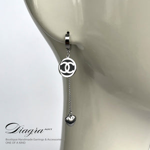 Chanel earrings black opal handmade 0303238 3
