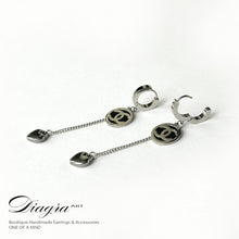 Load image into Gallery viewer, Chanel earrings black opal handmade 0303238